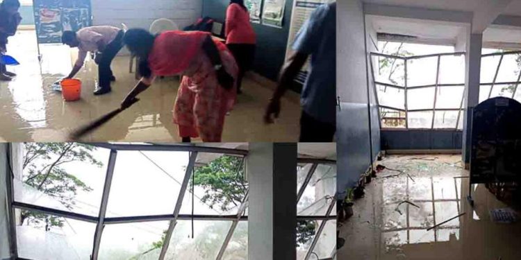 കാറ്റിലും മഴയിലും മാനന്തവാടി മിനി സിവില്‍ സ്‌റ്റേഷനിൽ നാശനഷ്ടം