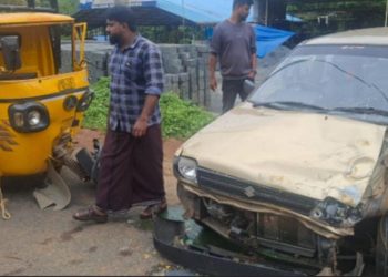 കാറും ഗുഡ്സ് ഓട്ടോയും കൂട്ടി ഇടിച്ച് രണ്ട് പേര്‍ക്ക് പരിക്ക്