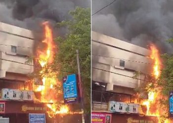 തുണിക്കടയിൽ വൻ തീപിടിത്തം; തീയണയ്ക്കാനുള്ള ശ്രമം തുടരുന്നു