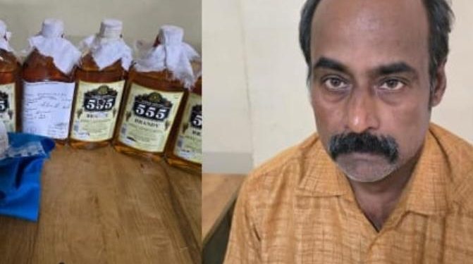 മാഹി മദ്യവുമായി മധ്യവയസ്കൻ  പിടിയിൽ
