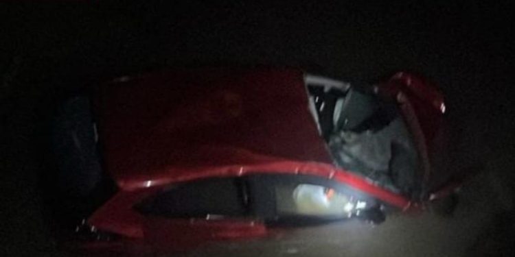 നിയന്ത്രണം വിട്ട കാർ തോട്ടിലേക്ക് മറിഞ്ഞു