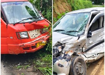 ഗ്യാസ് കയറ്റി വന്ന ദോസ്ത് വാഹനവും കാറും കൂട്ടിയിടിച്ച് അപകടം