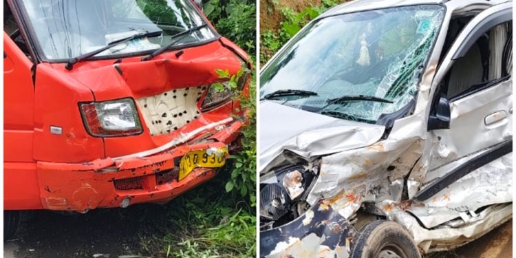 ഗ്യാസ് കയറ്റി വന്ന ദോസ്ത് വാഹനവും കാറും കൂട്ടിയിടിച്ച് അപകടം