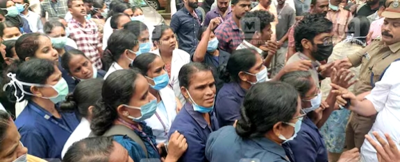 ആരോഗ്യ മന്ത്രിയോട് നേരിട്ട് കുടിശിക ചോദിച്ചു, ജീവനക്കാർക്കെതിരെ കേസ്