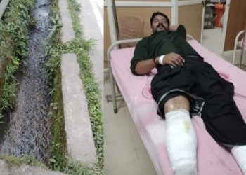 ഓവുചാലിൽ വീണ് യുവാവിന് പരിക്കേറ്റു