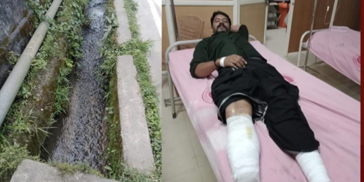 ഓവുചാലിൽ വീണ് യുവാവിന് പരിക്കേറ്റു