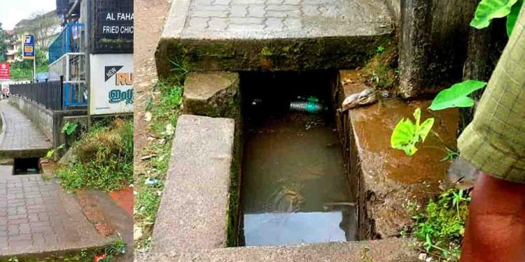 സൂക്ഷിച്ചാൽ ദുഃഖിക്കേണ്ട! അപകടക്കെണിയൊരുക്കി ഫൂട്ട്പാത്ത്