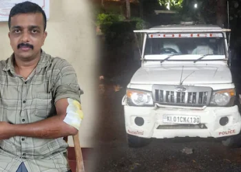 വാഹന പരിശോധനയ്ക്കിടെ നിർത്തിയില്ല; പിന്തുടർന്ന പൊലീസ് ജീപ്പിനെ ഇടിച്ചു കുഴിയിലിട്ടു, കാറിനായി അന്വേഷണം