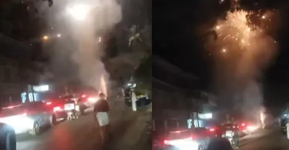 സംസ്ഥാനപാതയിൽ വിവാഹാഘോഷം; ഗതാഗതം തടസ്സപ്പെടുത്തി പടക്കം പൊട്ടിക്കൽ, കേസ്