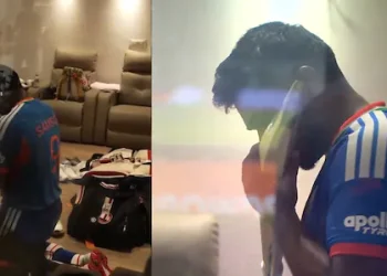 ‘ഞാൻ വലിയൊരു വിശ്വാസിയാണ്’: ഡ്രസിങ് റൂമിലും മുട്ടുകുത്തി പ്രാർഥിച്ച് സഞ്ജു, ബാറ്റിനു ചുംബനം: തരംഗമായി ദൃശ്യങ്ങൾ