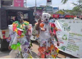 ഹരിത തിരഞ്ഞെടുപ്പ് സന്ദേശവുമായി പ്ലാസ്റ്റിക് മാൻ