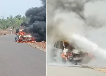 ഓടിക്കൊണ്ടിരിക്കെ കാറിന് തീപിടിച്ചു; കാറിലുണ്ടായിരുന്നവർ രക്ഷപ്പെട്ടു