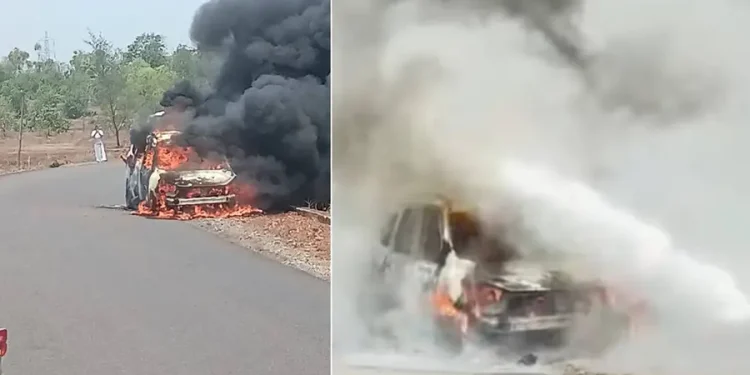 ഓടിക്കൊണ്ടിരിക്കെ കാറിന് തീപിടിച്ചു; കാറിലുണ്ടായിരുന്നവർ രക്ഷപ്പെട്ടു