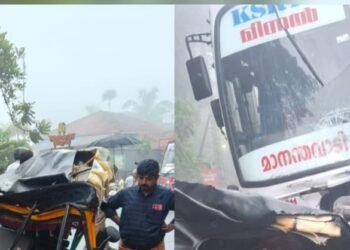 കെഎസ്ആർടിസി ബസ്സും ഓട്ടോറിക്ഷയും കൂട്ടിയിടിച്ച് മൂന്നുപേർക്ക് പരിക്ക്
