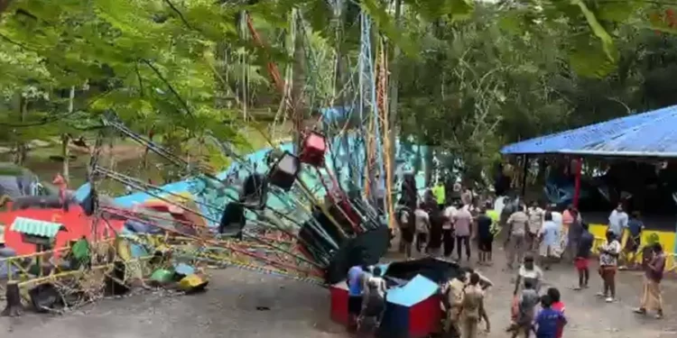 അമ്യൂസ്മെന്റ് പാർക്കിൽ റൈഡ് തകർന്നുവീണ് അപകടം: 5 പേർക്ക് ഗുരുതര പരിക്ക്