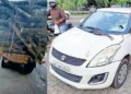 ലോറിയിൽ അമിത ലോഡ്; കയർപൊട്ടി കാറിനുമേൽ തടി വീണു: 32000 രൂപ പിഴ ചുമത്തി മോട്ടർ വാഹന വകുപ്പ്